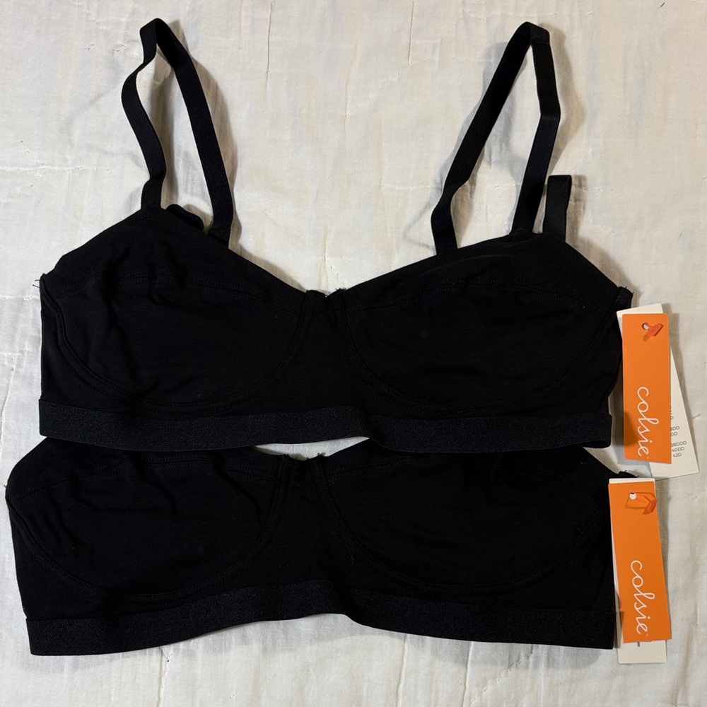 NWT Colsie Black Bralettes 2-Pack Wireless Lounge & Sleep Bras Size Medium